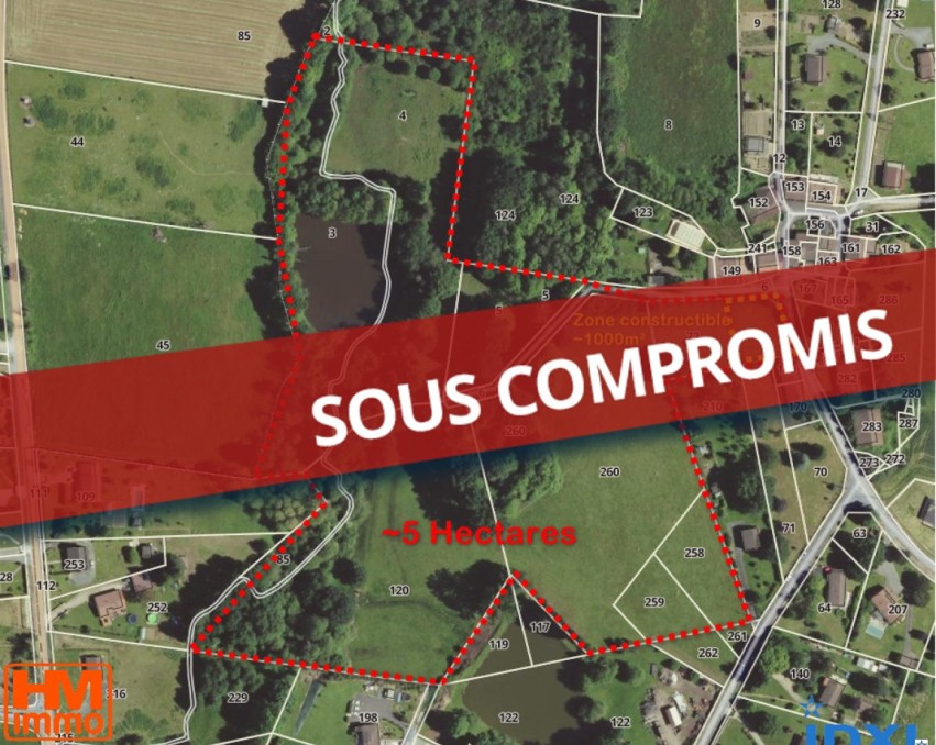 Terrain constructible 1000m² avec etang